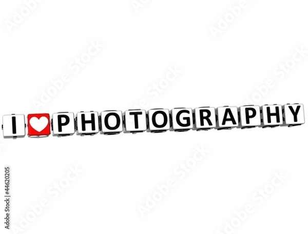 Obraz 3D I Love Photography Button Click Here Block Text