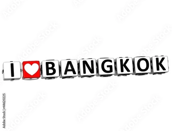 Obraz 3D I Love Bangkok Button Click Here Block Text