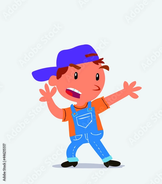 Fototapeta cartoon character of little boy on jeans arguing angry