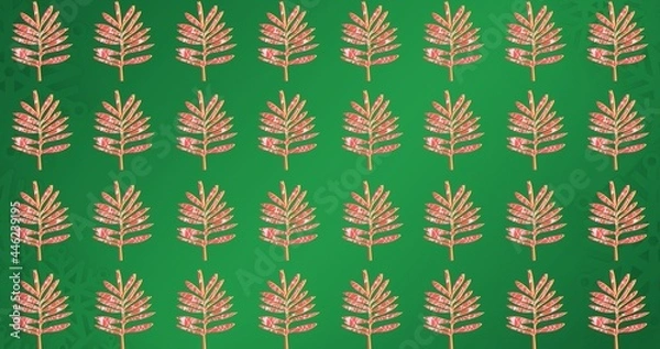 Fototapeta Composition of rows of pink flowers on green background