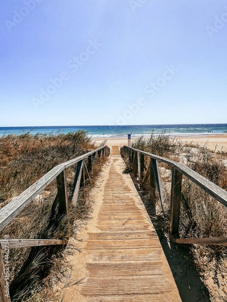 Fototapeta Wooden bridge towards the beach