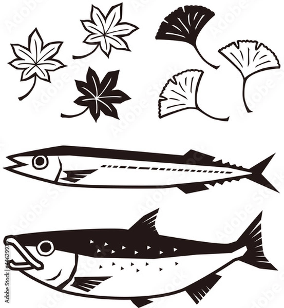 Fototapeta 秋の味覚　サンマ　鮭