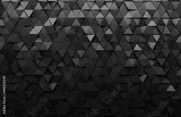 Obraz Black triangular abstract background, Grunge surface, 3d Rendering