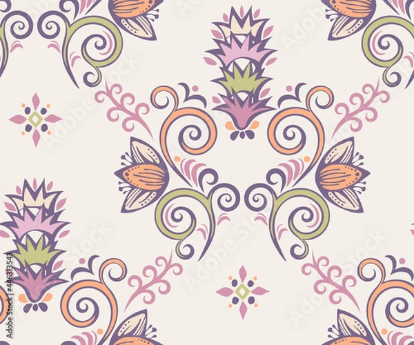 Obraz Vector ornamental hand drawing decorative baroque background. Ethnic seamless pattern ornament. Vector pattern