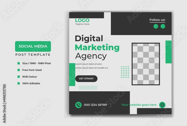 Fototapeta Digital Modern Social media post template banner design. Digital marketing vector template design.
