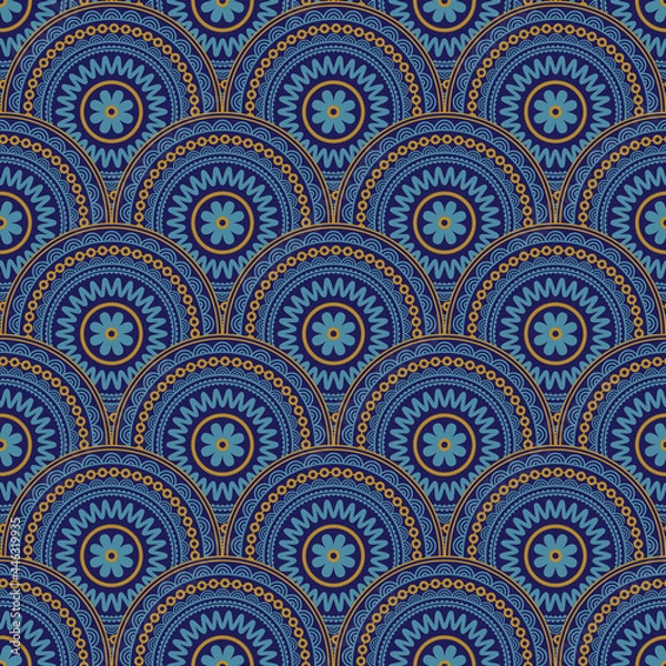 Fototapeta overlapping medallions half dropped seamless vector pattern