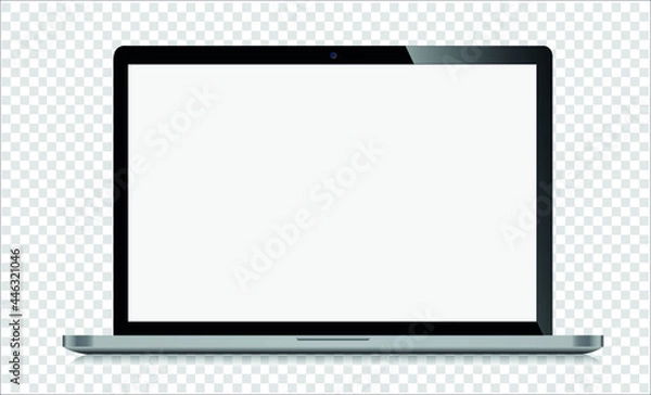 Fototapeta Laptop with blank screen silver color isolated on transparent background - super high detailed photorealistic esp 10 vector