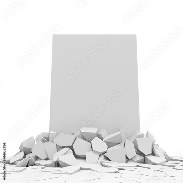 Fototapeta Solid Concrete Block Breaking Through From Floor