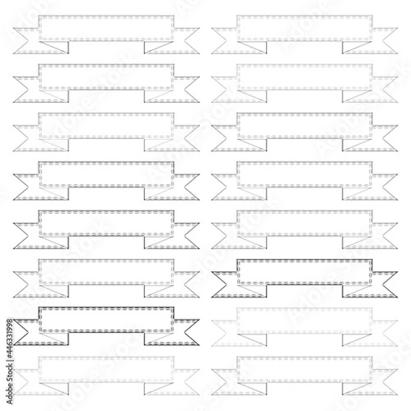 Fototapeta Set of 16 Ribbons Line Icons design black. Hand drawn Ribbons. Drawing Ribbons, sketch.