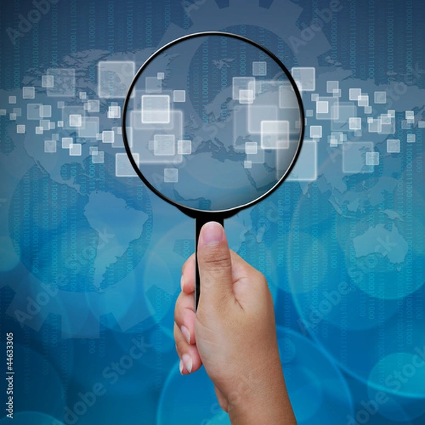 Fototapeta Blank in Magnifying glass screen interface background