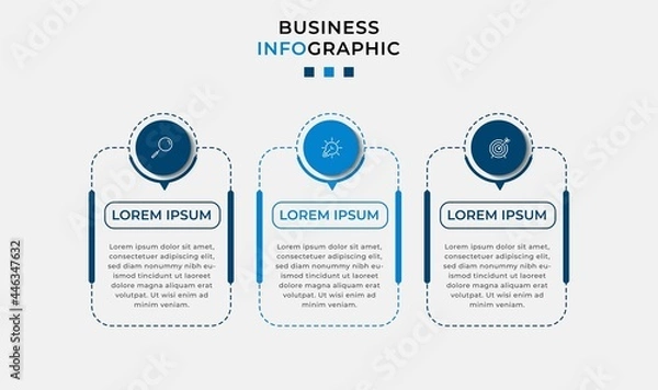 Obraz Vector Infographic design illustration business template with icons and 3 options or steps. Can be used for process diagram, presentations, workflow layout, banner, flow chart, info graph