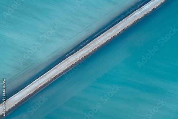 Obraz Aerial photography, Useless Loop, Shark Bay, Western Australia, June 2021, abstract images of salt ponds from above in varying colors of blue, green, and brown hues.