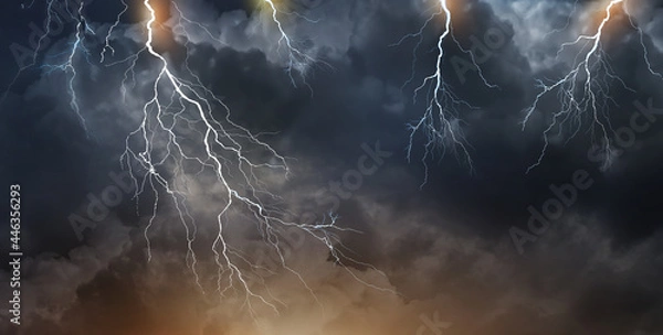 Obraz Lightning, thunder cloud dark cloudy sky 