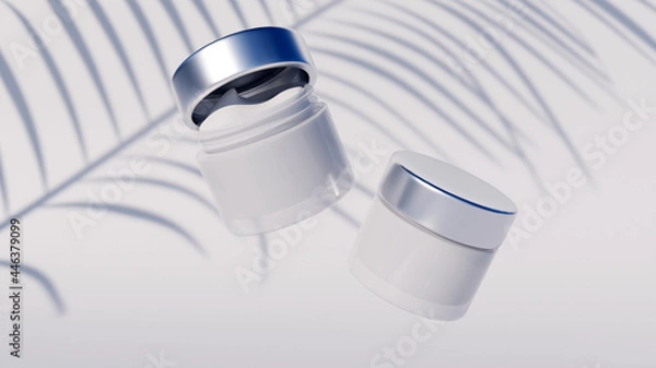 Obraz Cream bottles mockup with leaf shadow