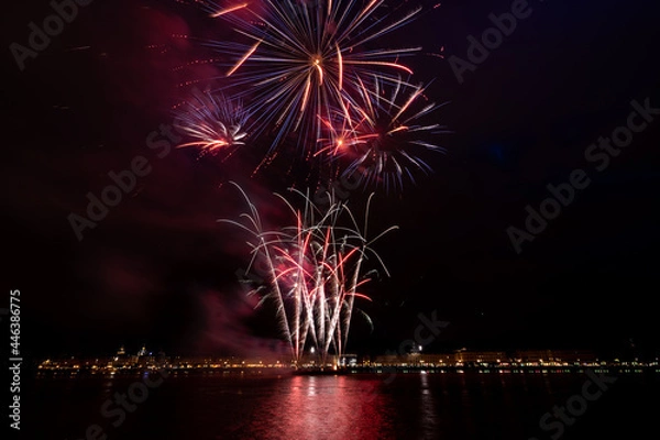 Fototapeta Feu d'artifices Bordeaux France 14 juillet