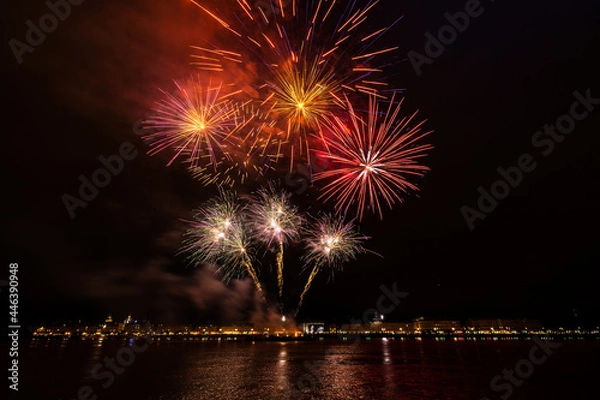Fototapeta Feu d'artifices 14 juillet Bordeaux Fête nationale 
