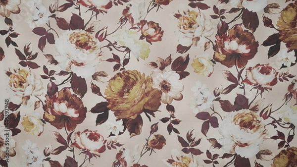 Obraz texture with a pattern with flower on fabric 