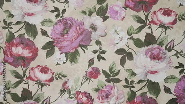 Obraz pattern with Pink flowers on fabric