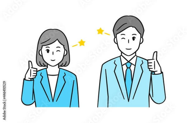 Fototapeta サムズアップ・いいね！をする　ビジネスマン、ビジネスウーマン