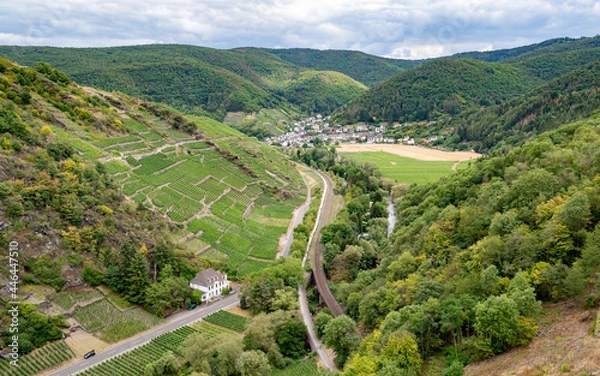 Obraz Ahr Valley, Rheinland-Pfalz, Germany. Ahr River, seen in photo, flooded in July 2021 inundating this valley