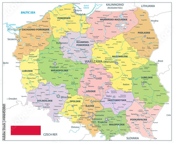 Obraz Poland Political Map Isolated on white