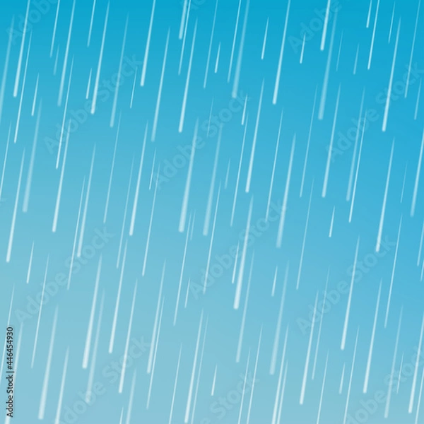 Fototapeta Rain drops isolated on blue background.