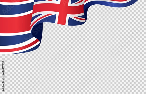 Fototapeta Waving flag of  UK isolated  on png or transparent  background,Symbols of  United Kingdom,Great Britain,template for banner,card,advertising ,promote, TV commercial, ads, web, vector illustration