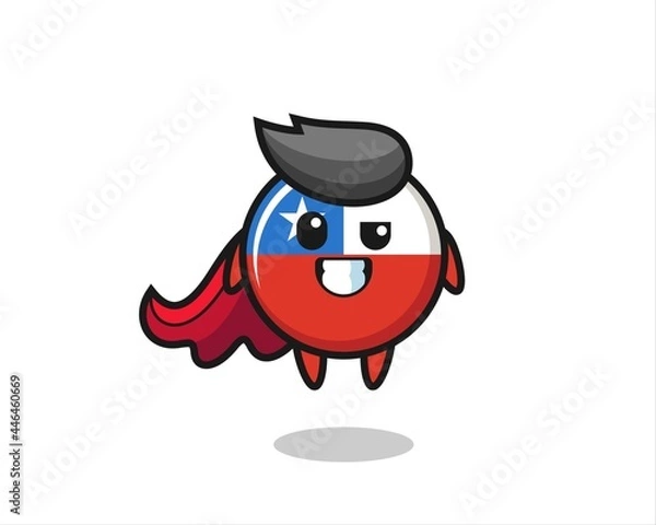 Fototapeta the cute chile flag badge character as a flying superhero
