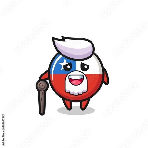 Obraz cute chile flag badge grandpa is holding a stick
