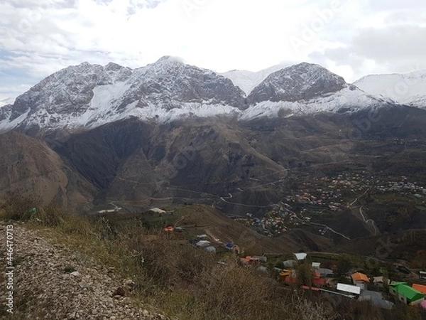 Obraz clouds and mountain small village