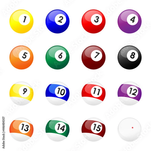 Obraz Pool balls isolated on white