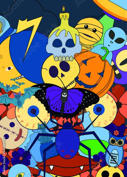 Obraz Horror doodle background ideal for halloween