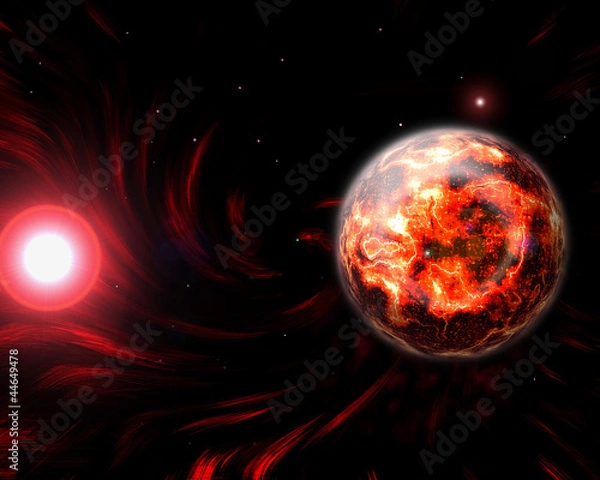 Obraz Fiery Galaxy with Planets