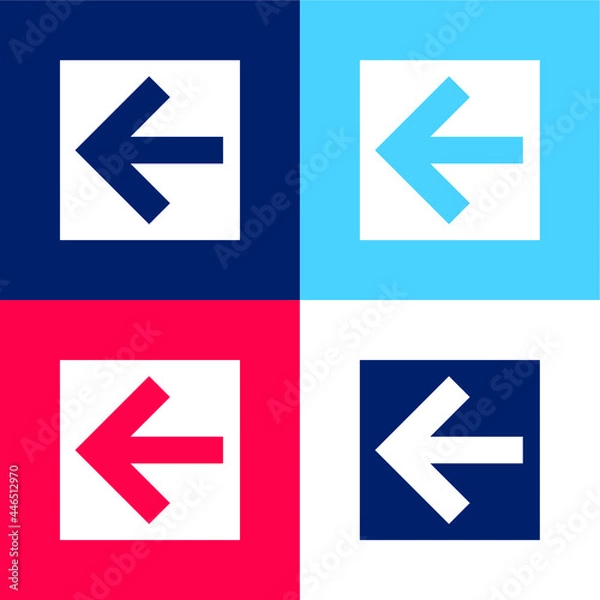 Fototapeta Back Left Arrow In Square Button blue and red four color minimal icon set