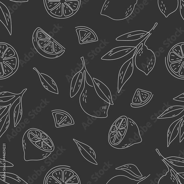 Fototapeta seamless pattern of lemon with hand draw style