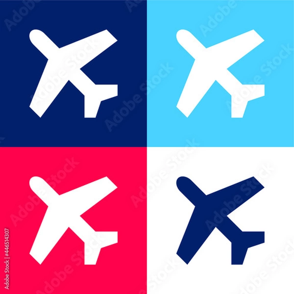 Obraz Airplane blue and red four color minimal icon set