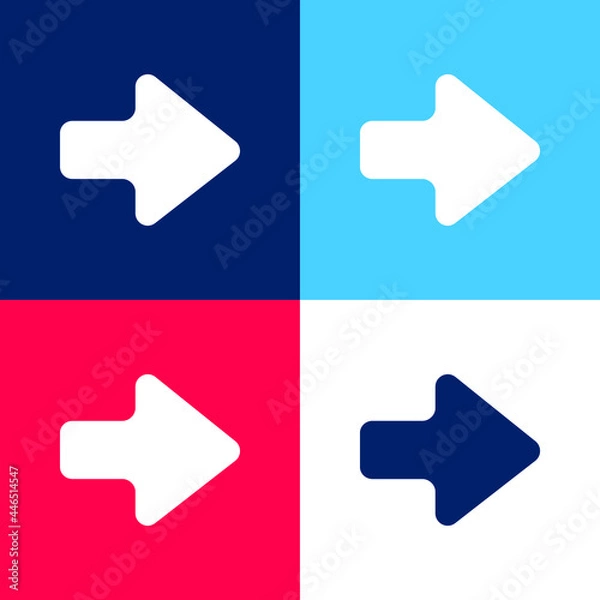 Fototapeta Arrow Pointing To Right blue and red four color minimal icon set
