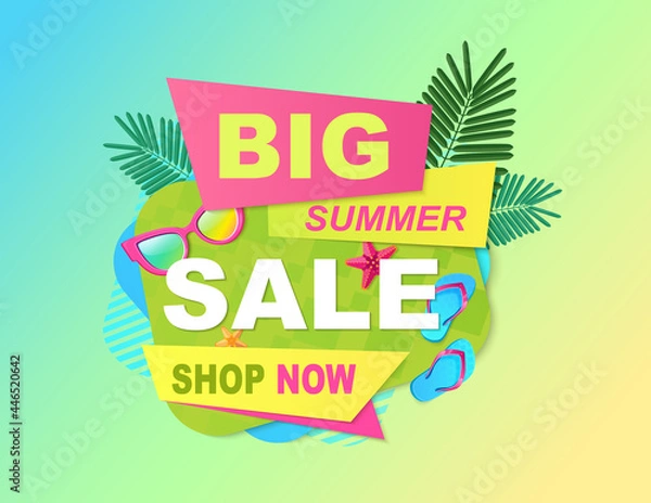 Obraz Big summer sale shop now bright banner for your website. 