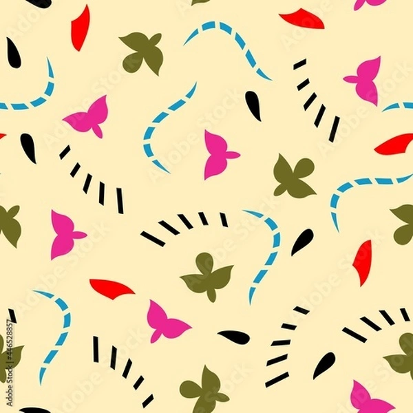 Fototapeta All over design. Pattern of Small Motifs. Print block for fabric, apparel textile, wrapping paper. Minimal oriental vector graphic