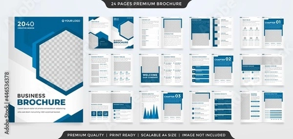 Fototapeta business a4 bifold brochure template with modern and minimalist style
