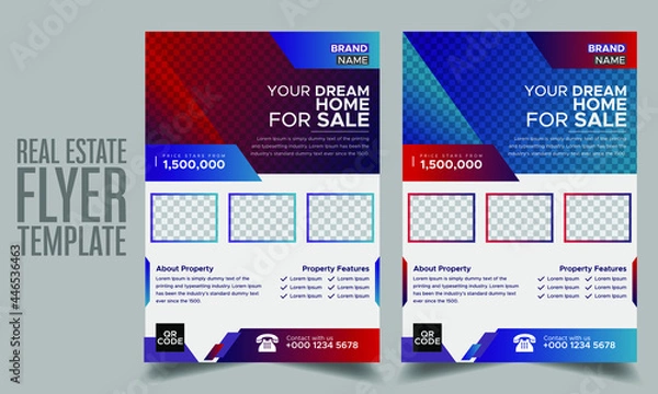 Fototapeta Real estate Flyer template design with two color variation 