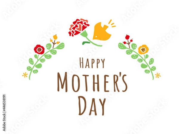 Fototapeta かわいい母の日リース／手書きイラスト