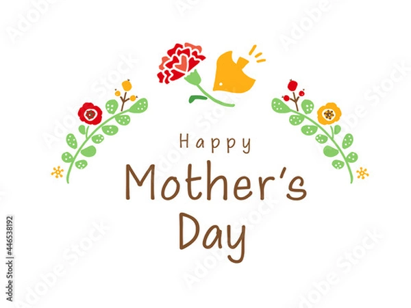 Fototapeta かわいい母の日リース／手書きイラスト