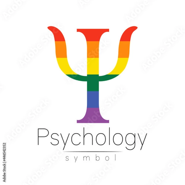 Fototapeta Vector psychology LGBTQA symbol. Pride flag background. Icon for gay, lesbian, bisexual, transsexual, queer and allies person. Can be use for sign activism or counseling. LGBT isolated on white.