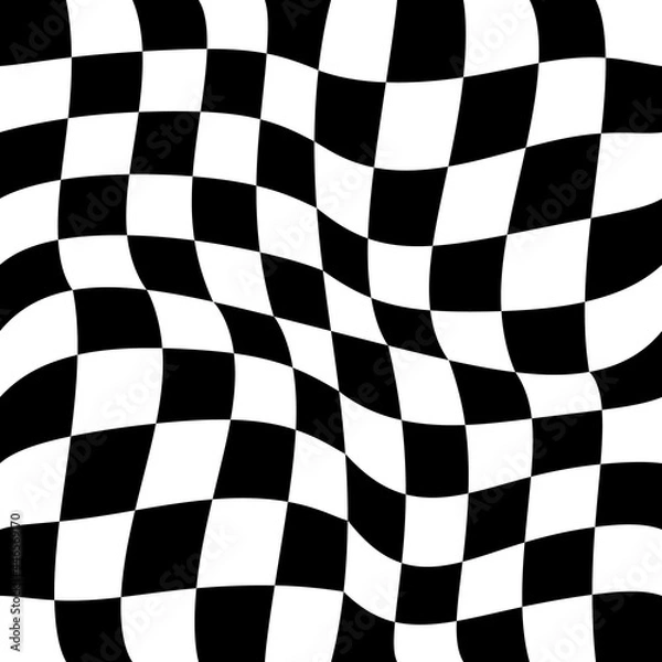 Obraz Slightly curved racing flag. Vector checker twisted ornament.