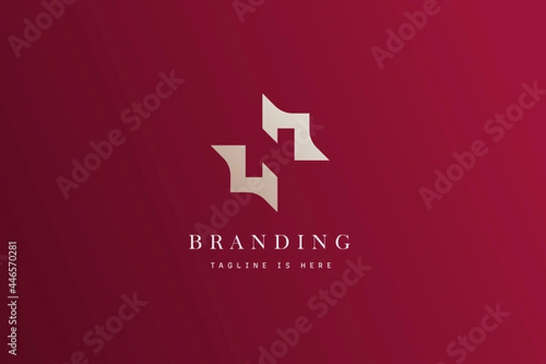 Obraz logo letter N negative space and crown, star icon inside in double crown.