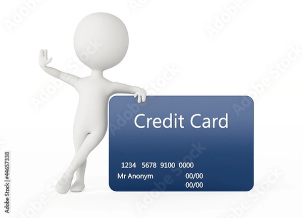 Obraz 3d humanoid character with a credit card
