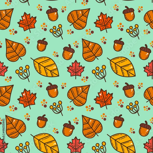 Obraz doodle vector autmn leafes seamless pattern background
