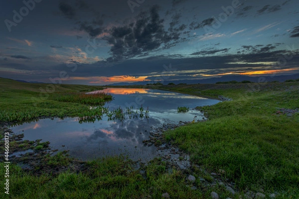 Obraz beautiful landscape with a lake at sunset