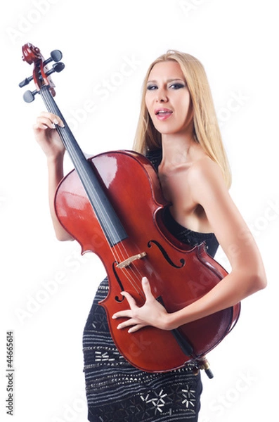 Obraz Woman playing cello on white